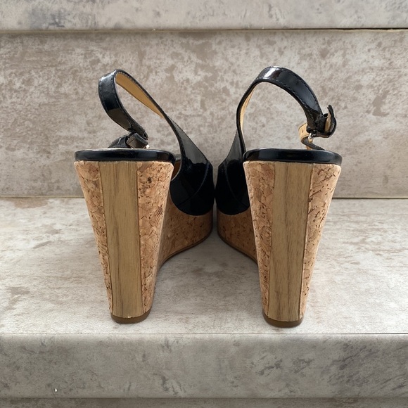 Nine West Patent Round Toe Platform Wedges Cheyanne - Picture 4 of 8